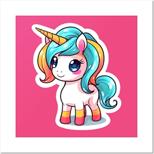 cute Kawaii Unicorn sticker Posters and Art